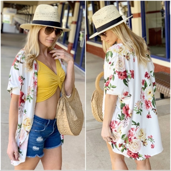 Infinity Raine Sweaters - Floral Ivory Super Soft Kimono Infinity Raine Sweaters - Floral Ivory Super Soft Kimono